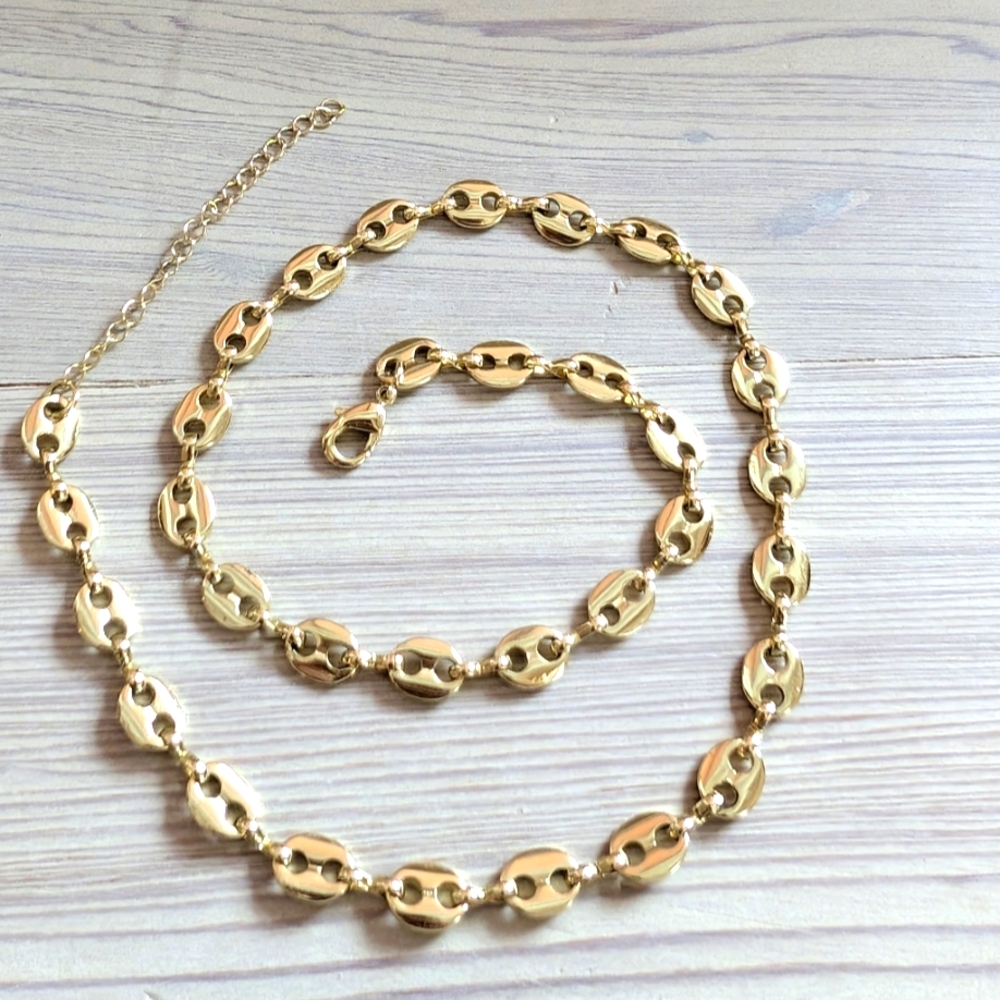Gold Coffee Bean Necklace Waterproof Tarnish Proof